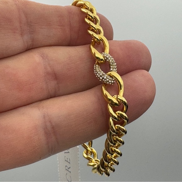 NWT J.Crew Gold Chain Bracelet w/ Pavé Link - Picture 1 of 6